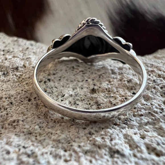 ❤️ White Buffalo Turquoise Teardrop Ring Sz 6.75 Navajo Southwestern Sterling - Picture 6 of 13